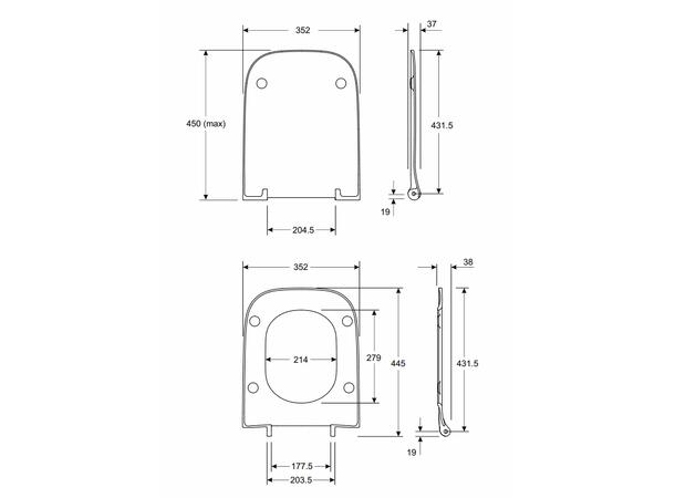 Toalettsete Kolo Modo Slim soft-close - Hvit -