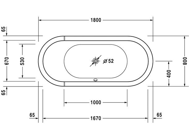 Badekar Oval Duravit Starck 180x80cm hvit, for innbygging