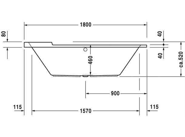 Badekar Oval Duravit Starck 180x80cm hvit, for innbygging