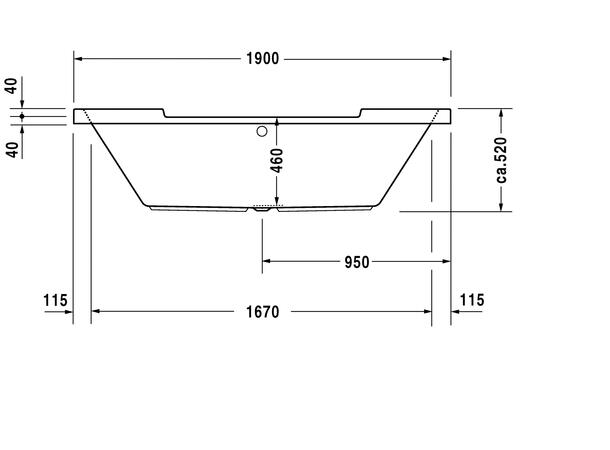 Badekar Oval Duravit Starck 190x90cm hvit, for innbygging