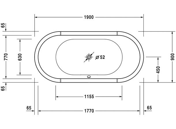 Badekar Oval Duravit Starck 190x90cm hvit, for innbygging