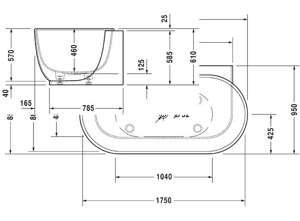 Badekar Oval Duravit Luv 180x95cm hvit