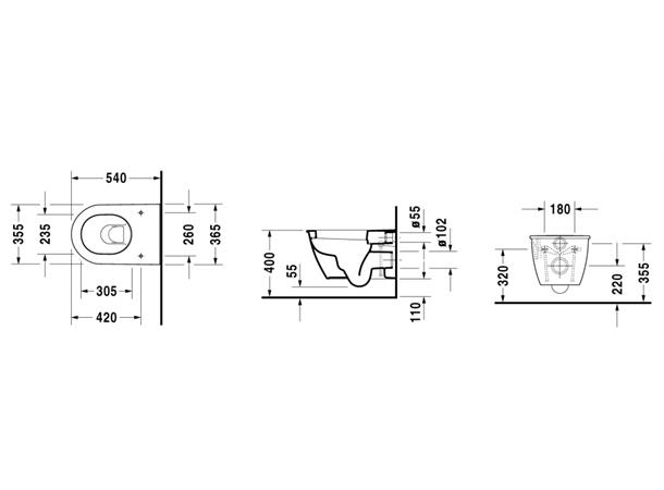 Vegghengt toalett Duravit Darling New 36.5x54 cm - Hvit